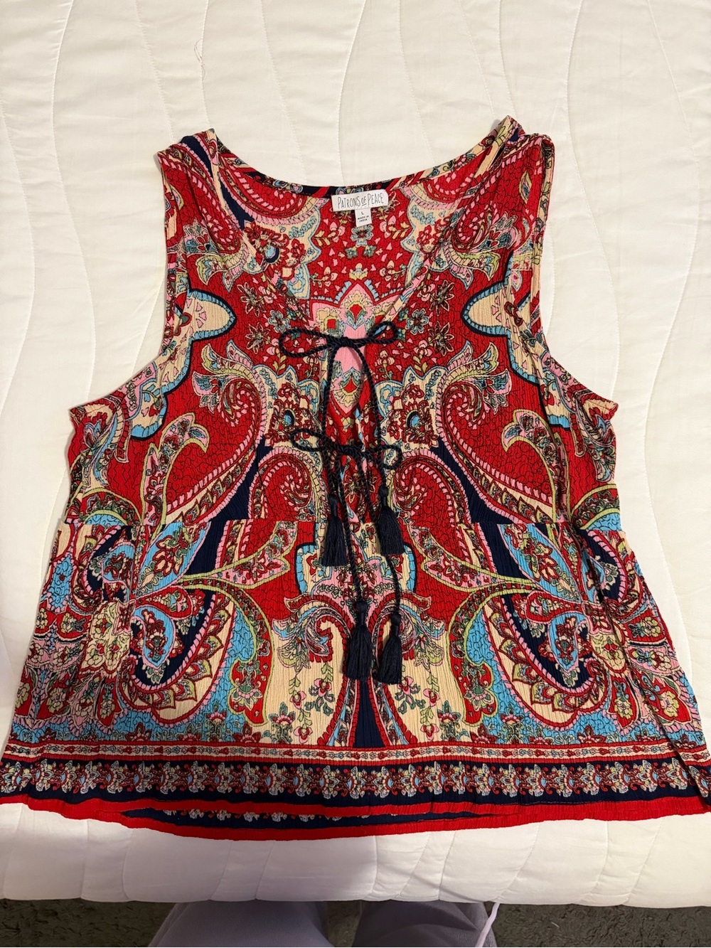 Marshalls Red Paisley Sleeveless Tie-Front Tank